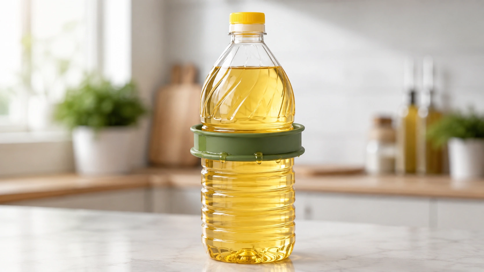 روغن‌گیر سیلیکونی نصب‌شده دور بطری روغن